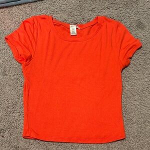 Bozzolo Bright Orange Ribbed Top